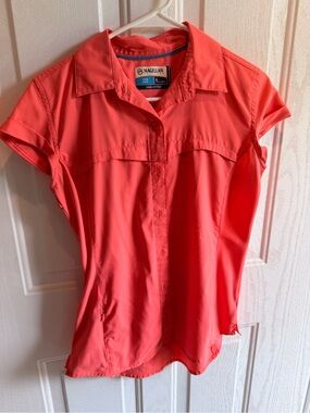 Magellan Outdoors Women's Coral Button-Front Short Sleeve Shirt